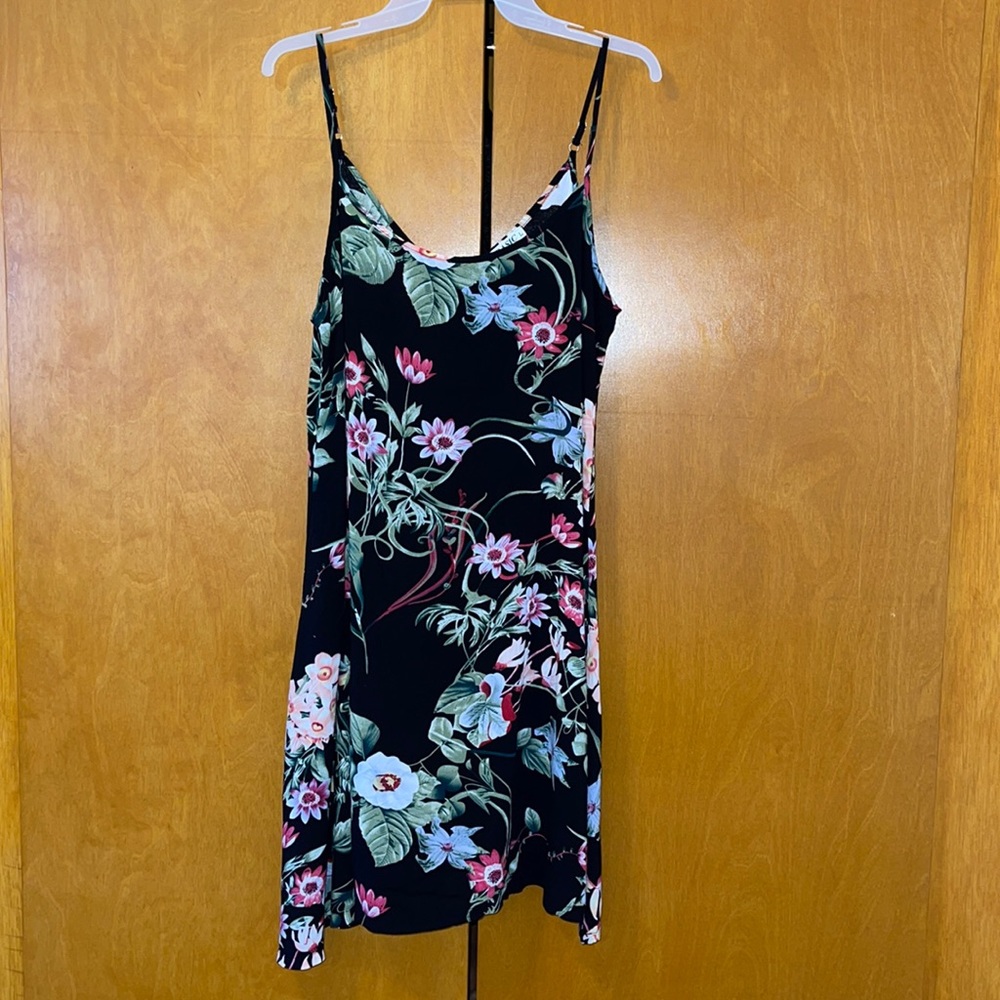 Ms Basic Large Floral Spaghetti String Mini Dress